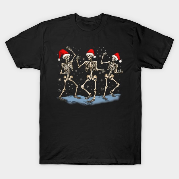 Skeletons Dancing Xmas Funny Christmas Skeletons Boys Kids T-Shirt by ArifLeleu